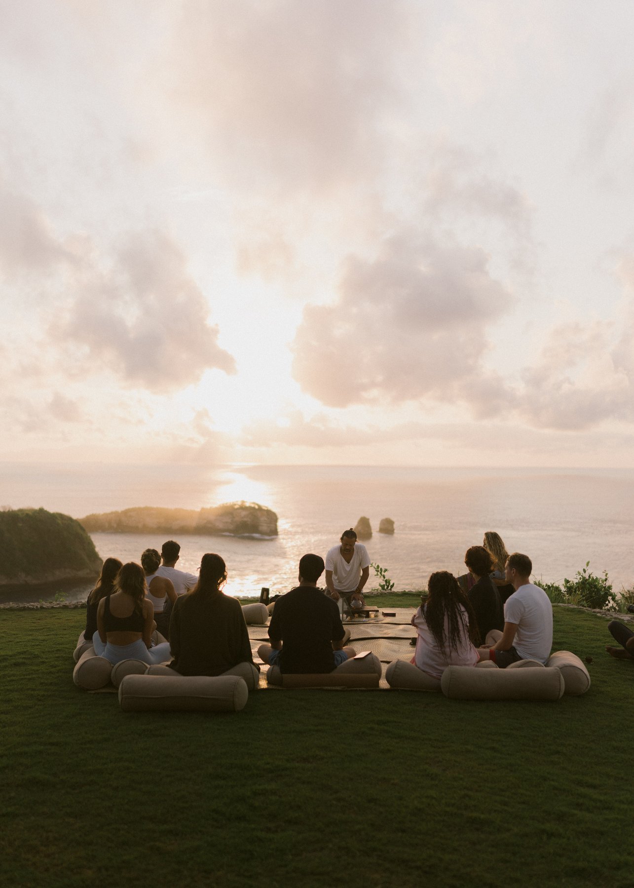 Sunset tea ceremony overlooking the ocean