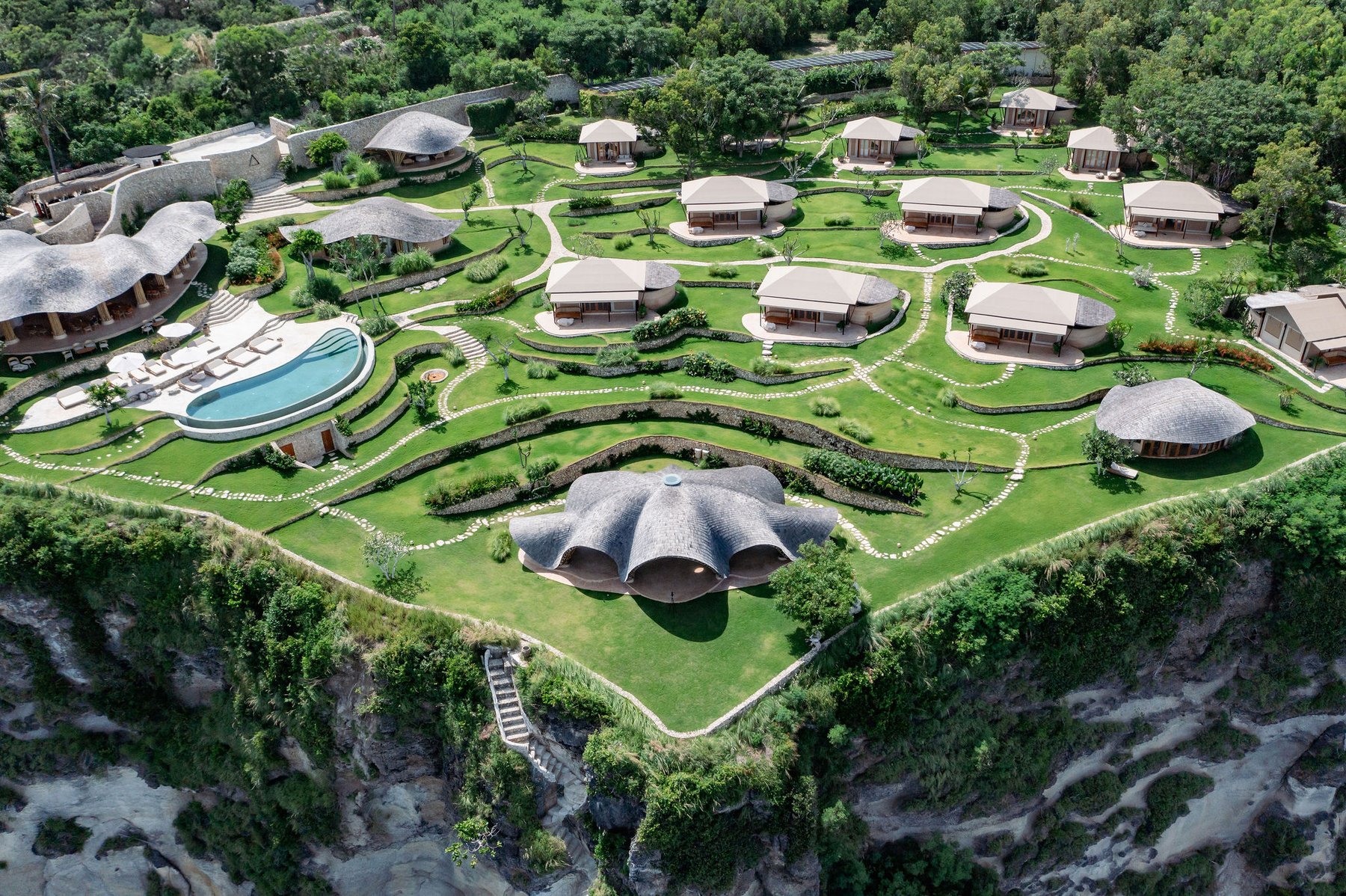 Luxury wellness resort aerial view